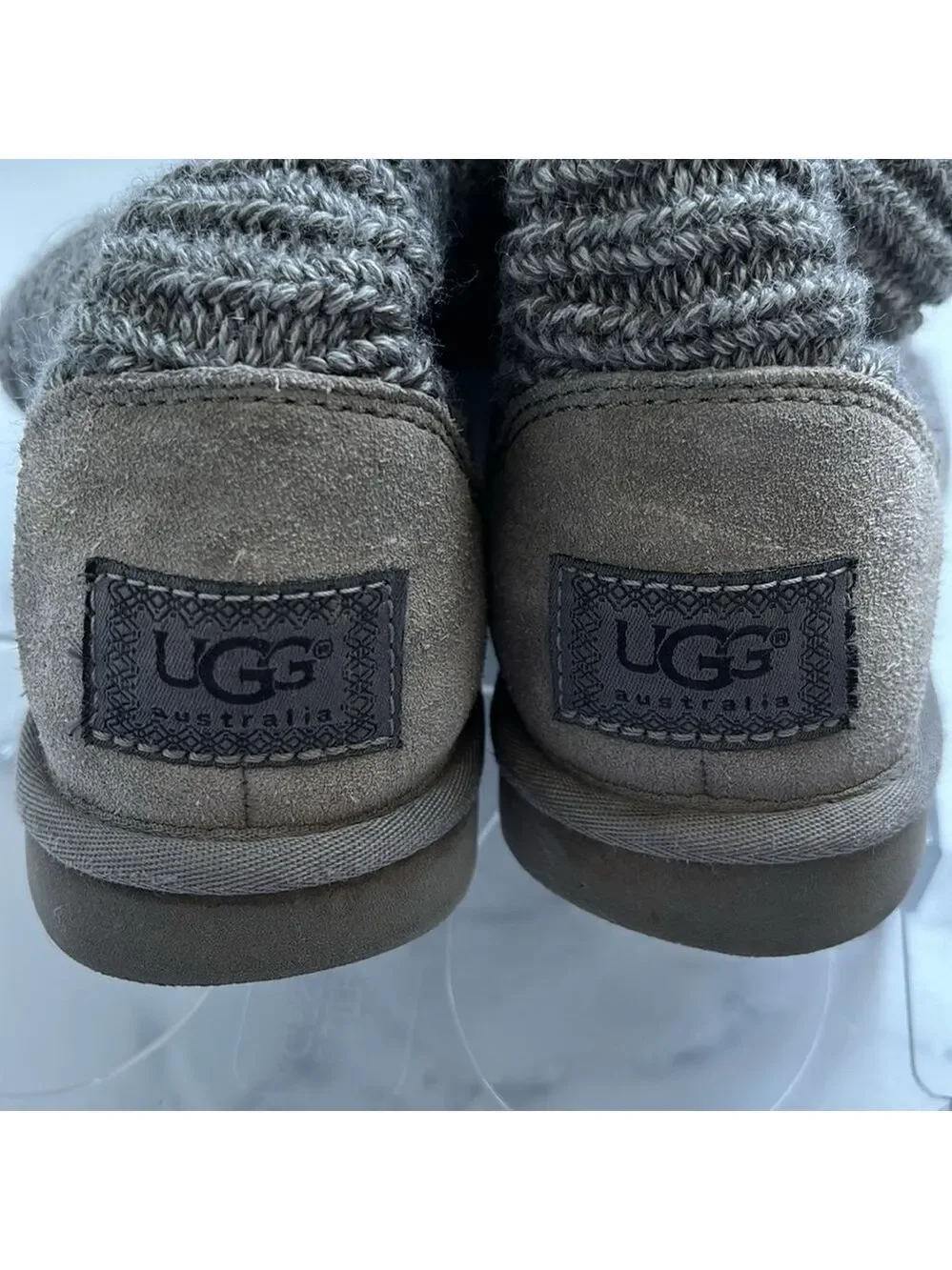 UGG Classic Cardy Gray Chunky Cable Sweater Boot Size 5